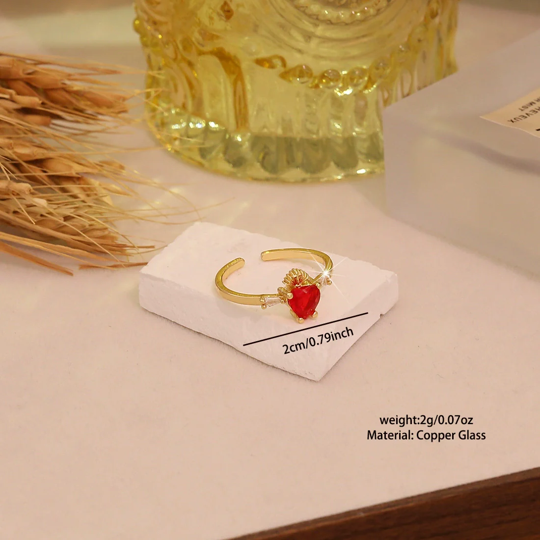 Wholesale Women's Casual Heartshaped Real Gold Plated Environmentally Friendly Copper Ring Jewelry - Image 6