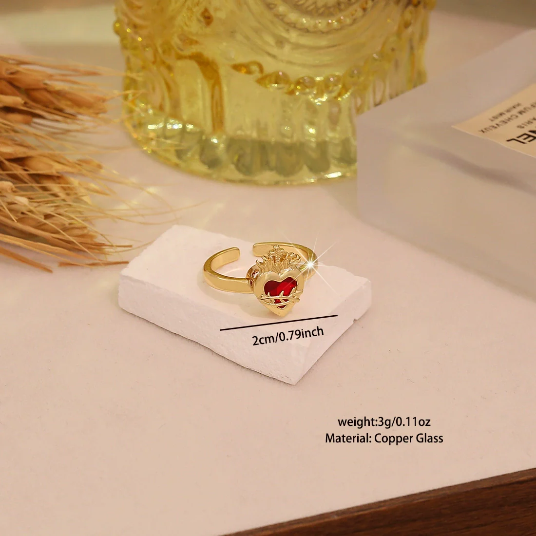 Wholesale Women's Casual Heartshaped Real Gold Plated Environmentally Friendly Copper Ring Jewelry - Image 7