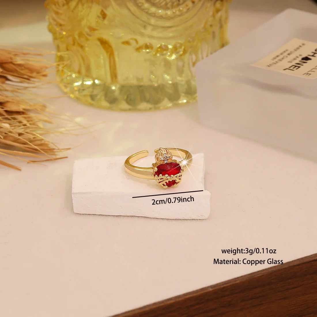 Wholesale Women's Casual Heartshaped Real Gold Plated Environmentally Friendly Copper Ring Jewelry - Image 9