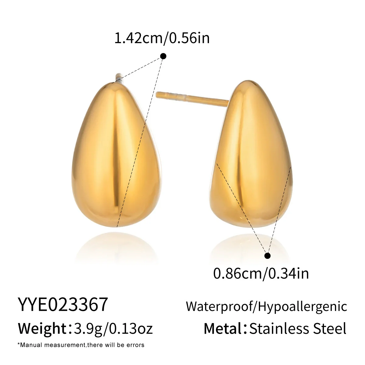 Wholesale Women's Casual Minimalist Geometric Dropshaped Stainless Steel Pvd Furnace Vacuum Real Gold Plated Earrings Jewelry Accessories - Image 6