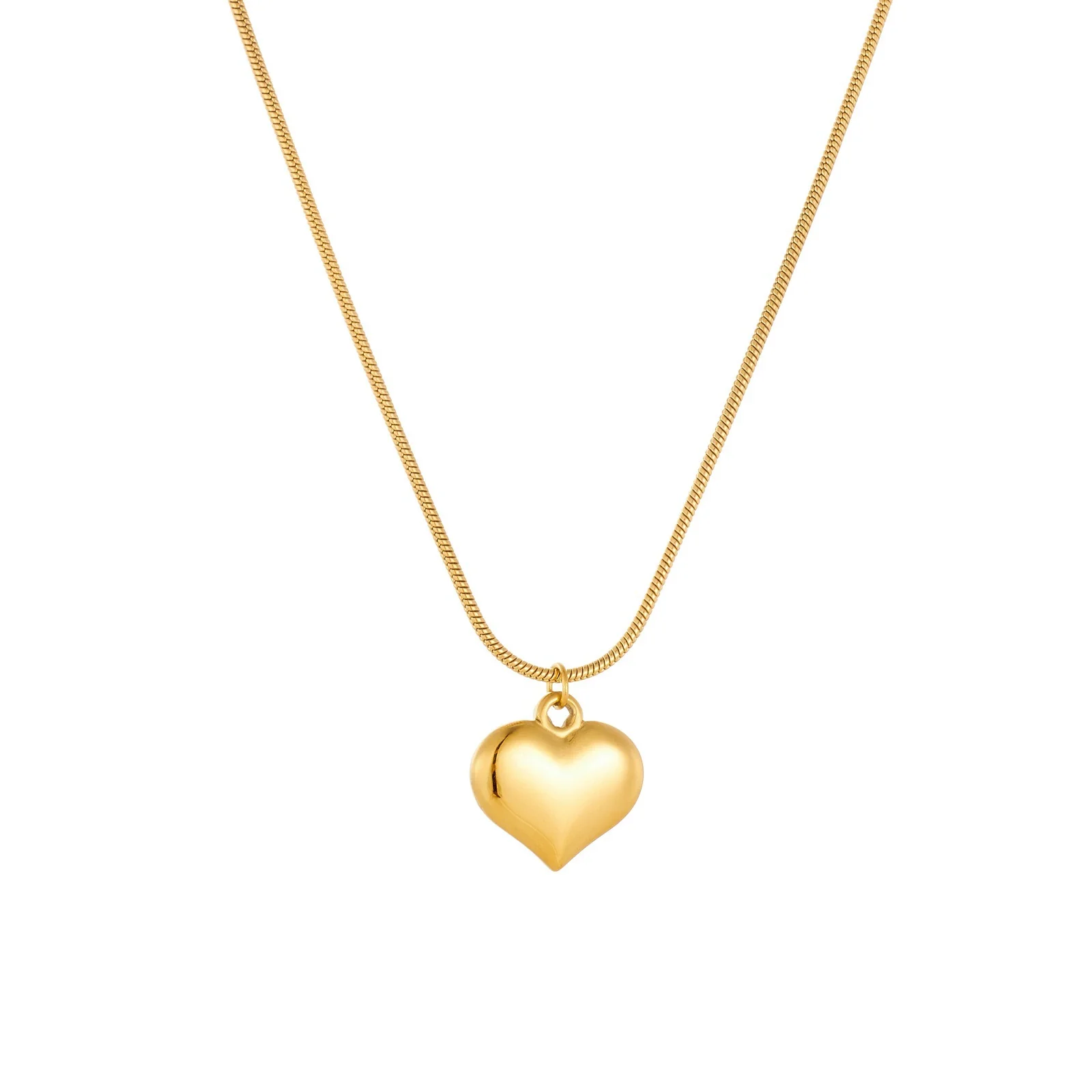 Wholesale Women's Casual Minimalist Goldplated Stainless Steel Heart Pendant Snake Chain Necklace - Image 5