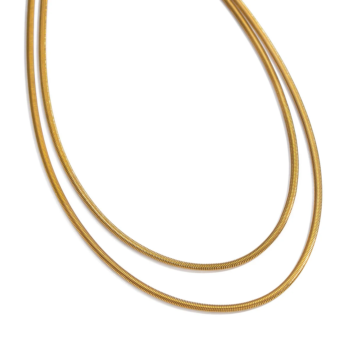 Wholesale Women's Casual Punk Hiphop Doublelayer Snake Chain Necklace Stainless Steel 18K Real Gold Plated Geometric - Image 5