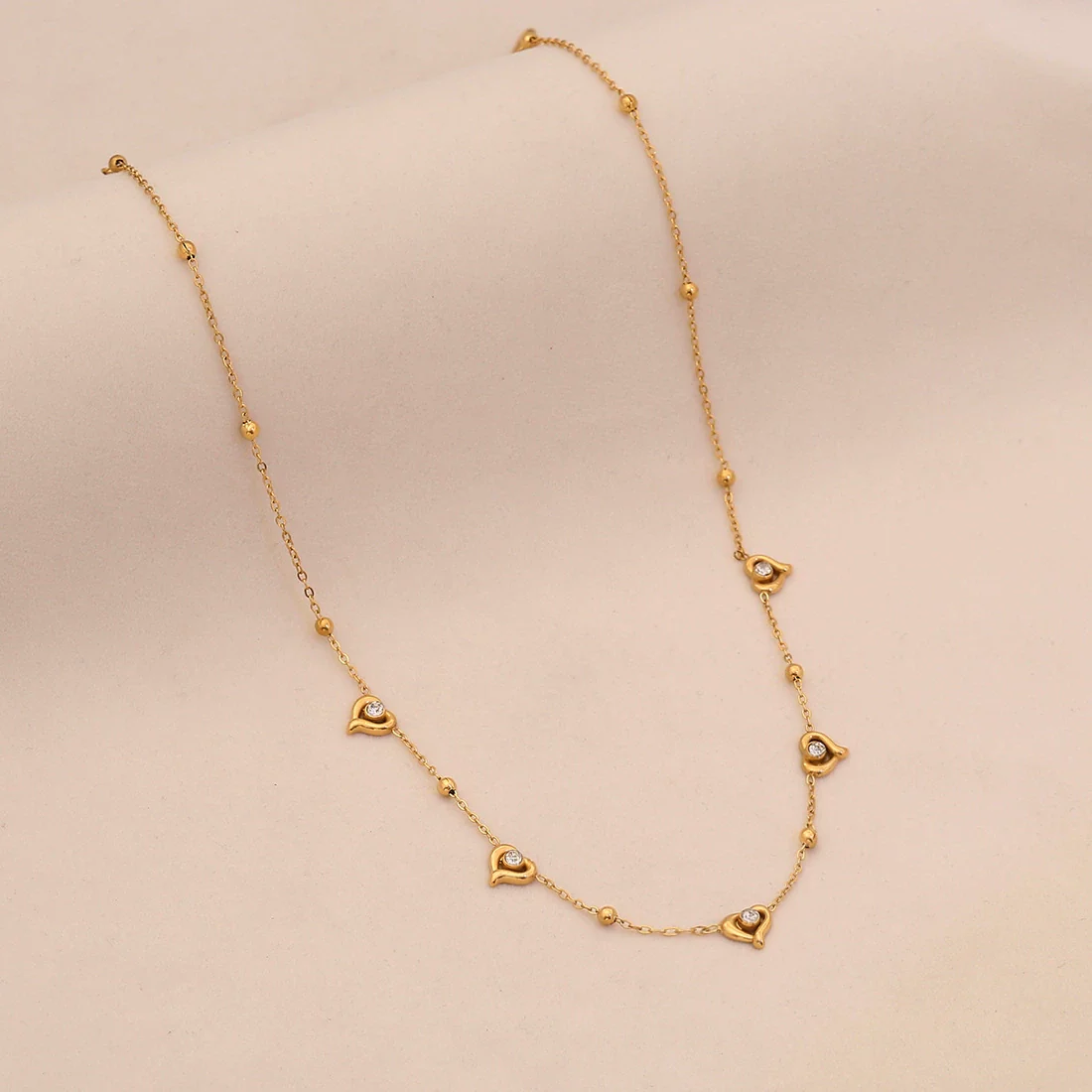 Wholesale Women's Casual Stainless Steel Electroplated Heart Shape O Word Chain Clavicle Chain Jewelry - Image 4