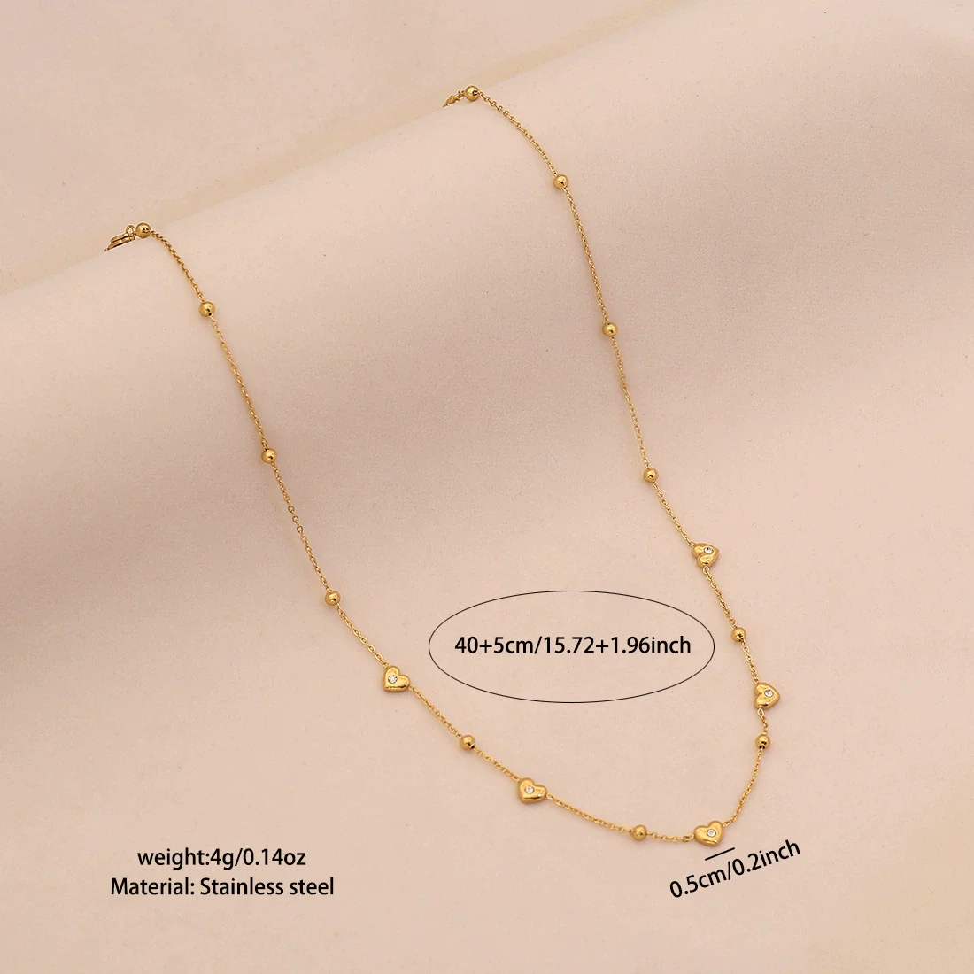 Wholesale Women's Casual Stainless Steel Electroplated Heart Shape O Word Chain Clavicle Chain Jewelry - Image 6