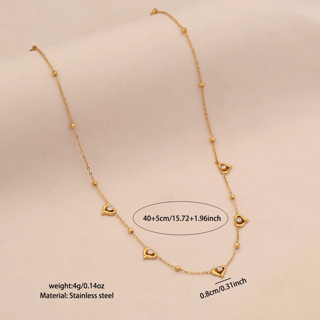 Wholesale Women's Casual Stainless Steel Electroplated Heart Shape O Word Chain Clavicle Chain Jewelry - Image 7