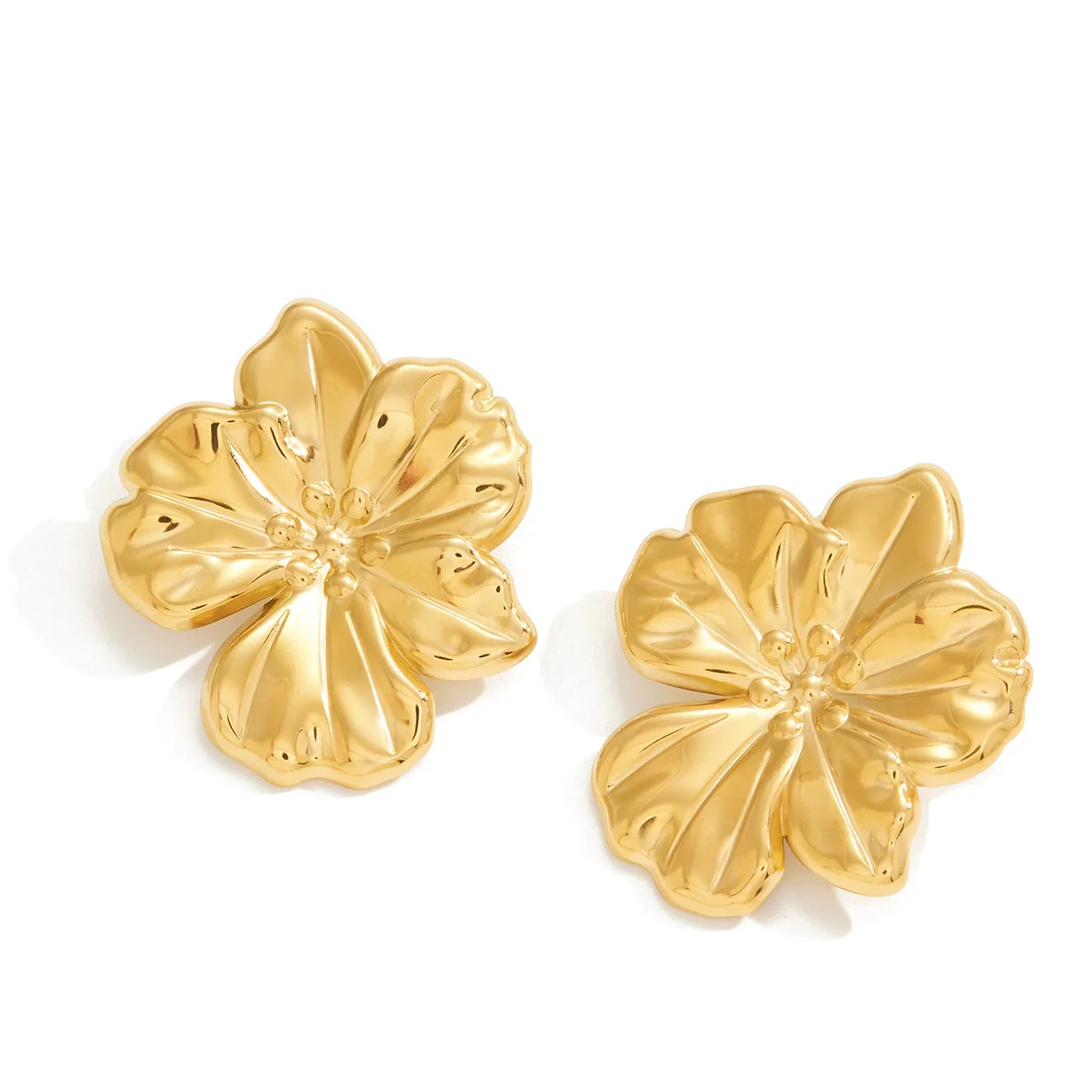 Wholesale Women's Casual Stainless Steel Geometric Flower Electroplated Earrings - Image 5