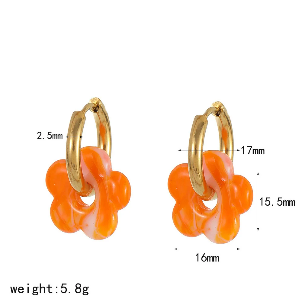 Wholesale Women's Casual Style Stainless Steel Flowershaped Pvd Furnace Vacuum Real Gold Plated Earrings - Image 5