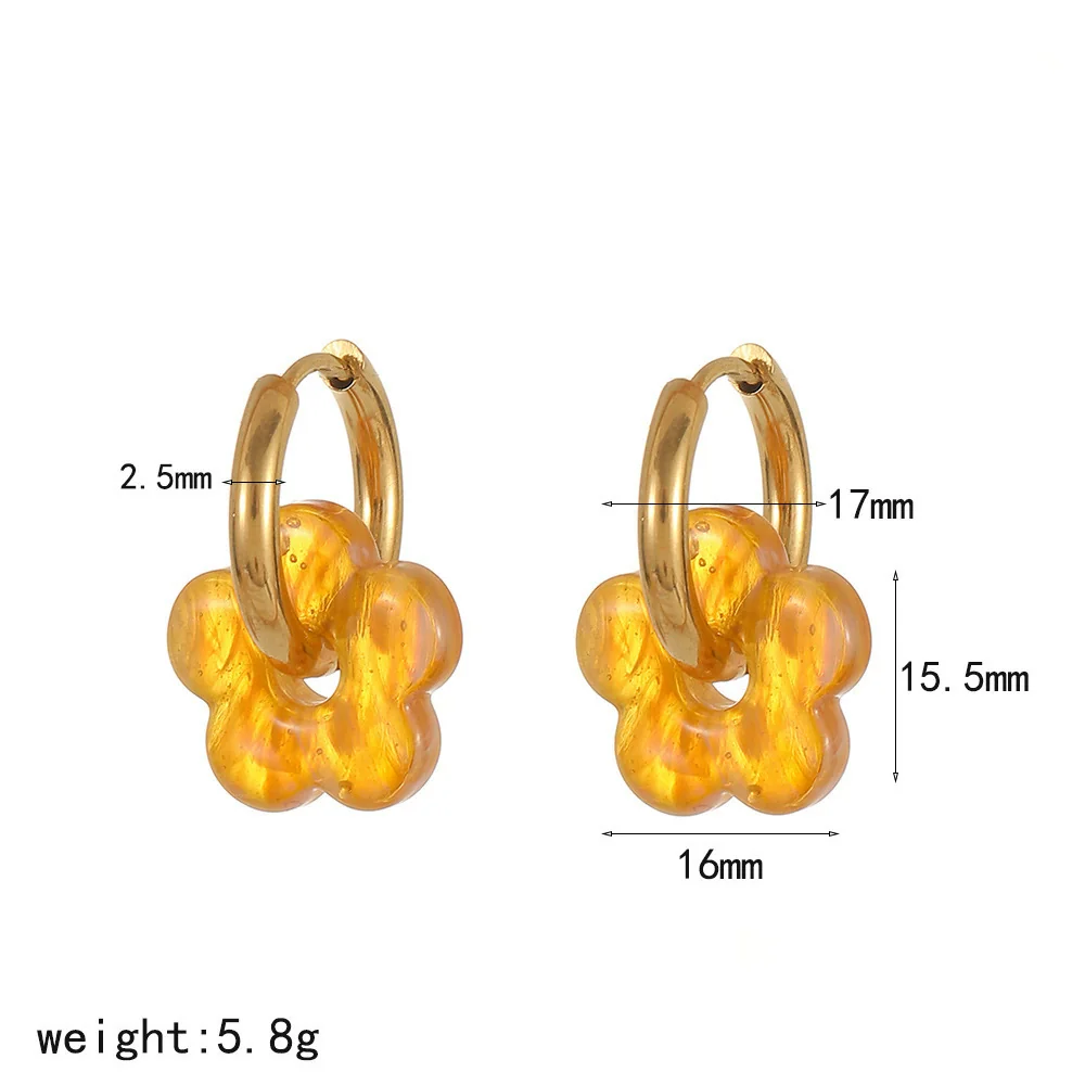 Wholesale Women's Casual Style Stainless Steel Flowershaped Pvd Furnace Vacuum Real Gold Plated Earrings - Image 7
