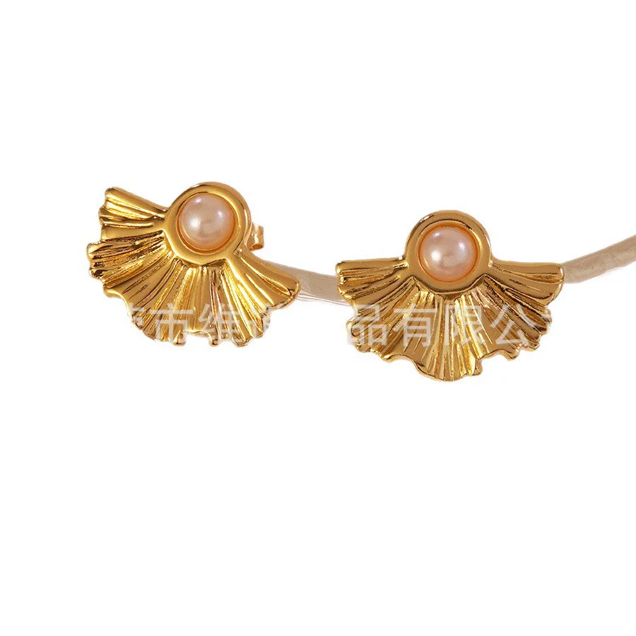 Wholesale Women's Chic Style Geometric And Flower Inlay Titanium Steel Earrings - Image 3