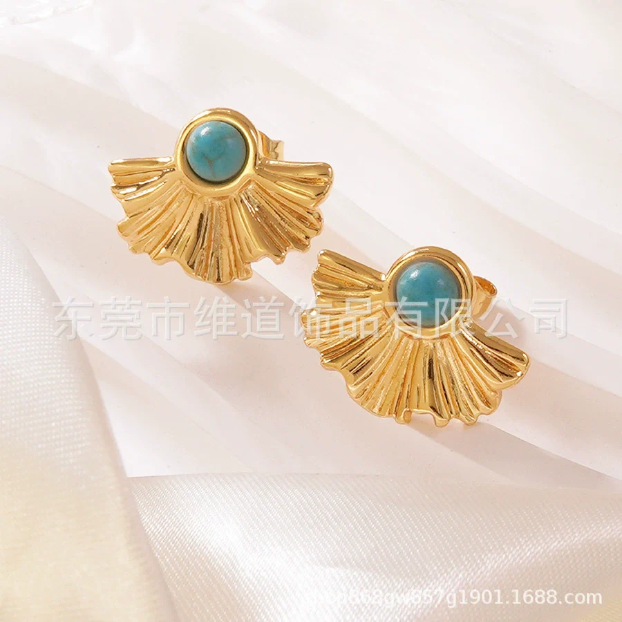 Wholesale Women's Chic Style Geometric And Flower Inlay Titanium Steel Earrings - Image 4