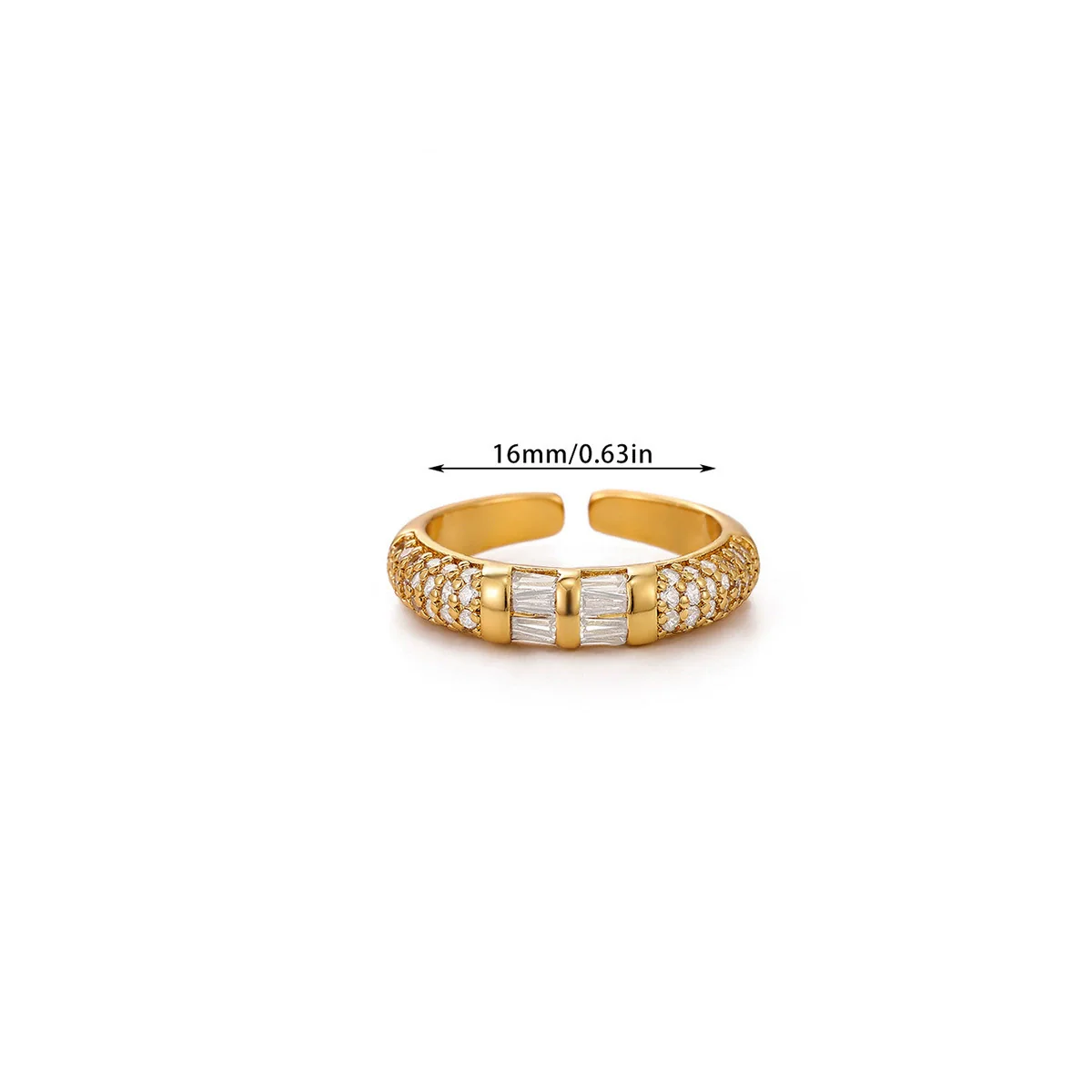 Wholesale Women's Colorful Zircon Geometric Heartshaped Copper Ring Inlaid With Gold - Image 16