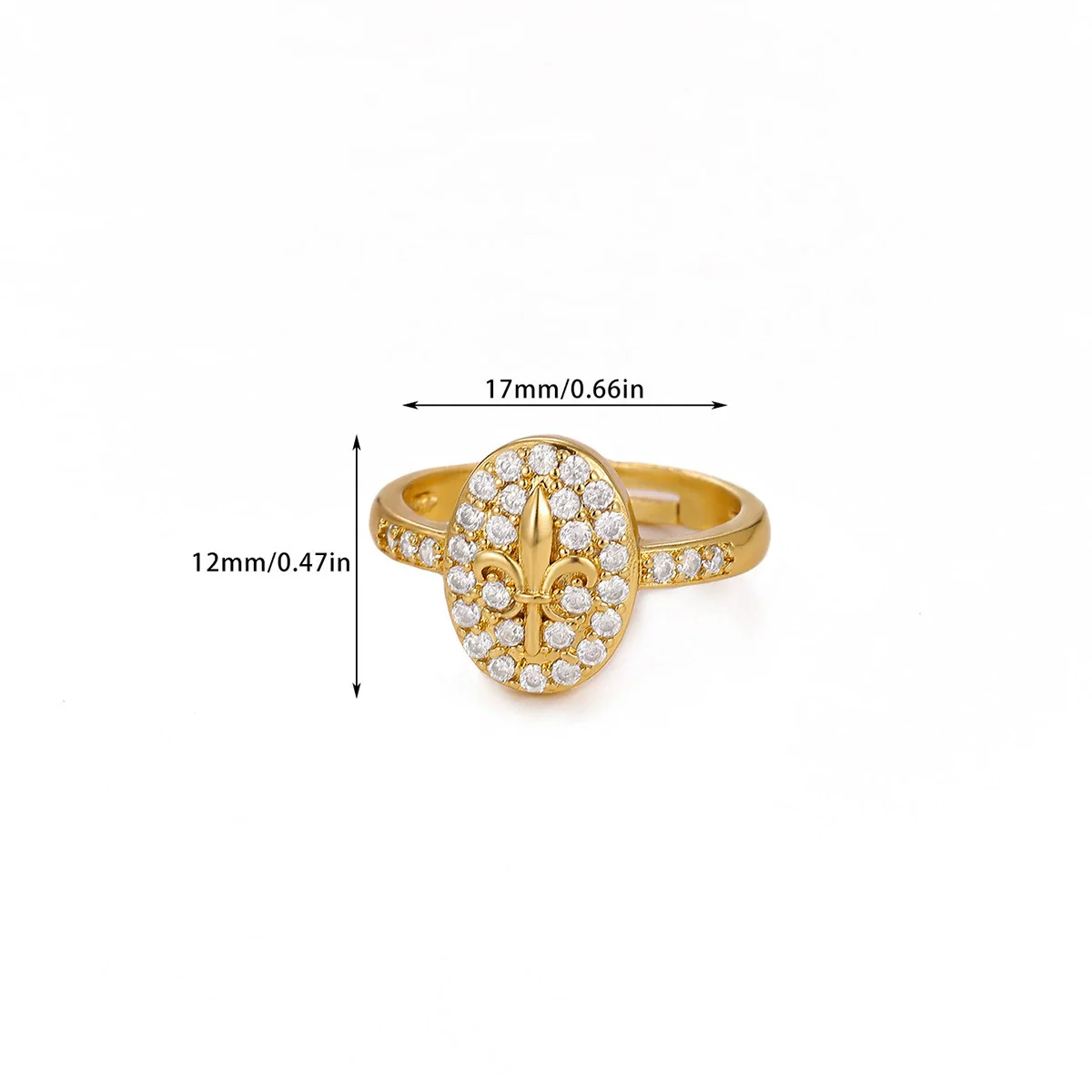 Wholesale Women's Colorful Zircon Geometric Heartshaped Copper Ring Inlaid With Gold - Image 22