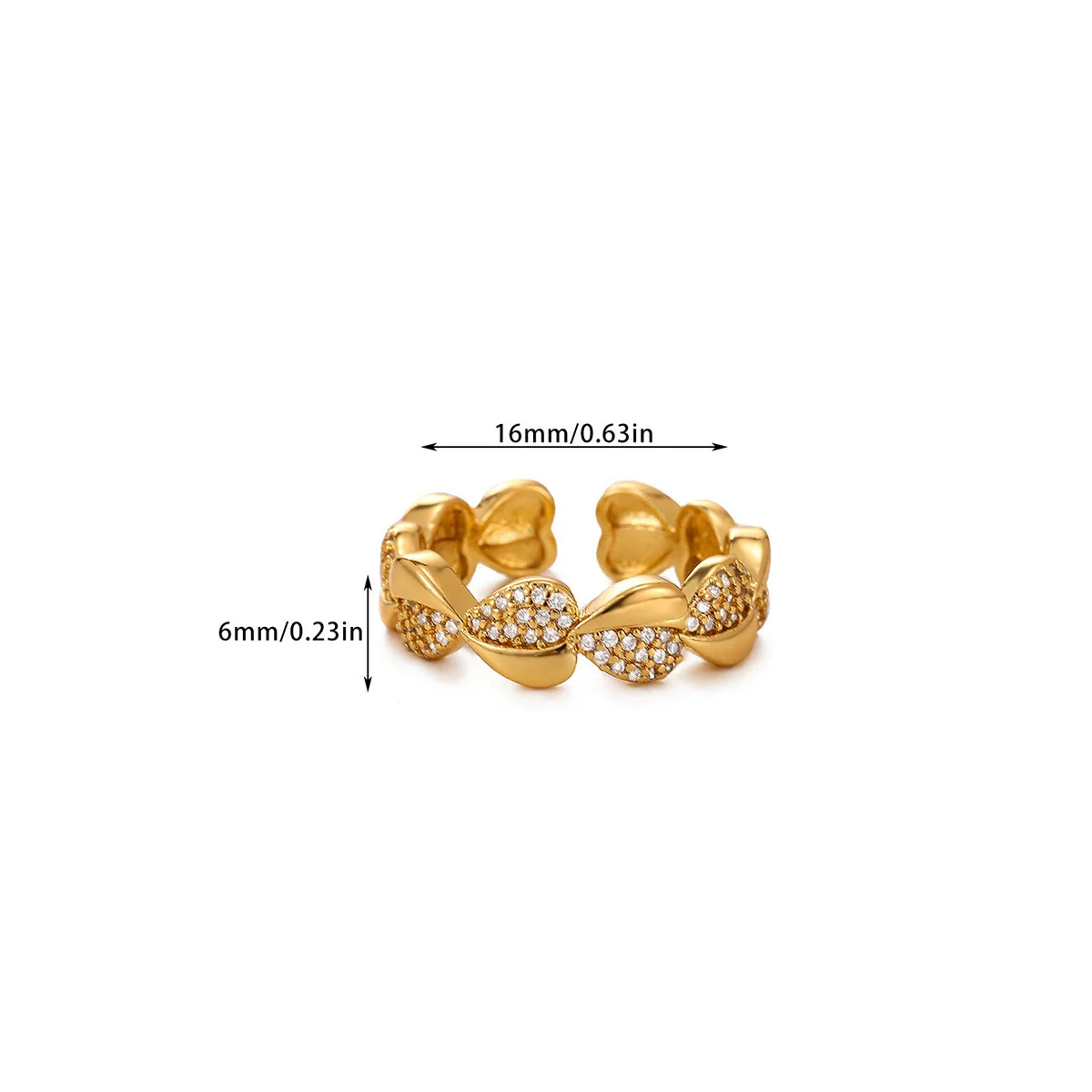 Wholesale Women's Colorful Zircon Geometric Heartshaped Copper Ring Inlaid With Gold - Image 5