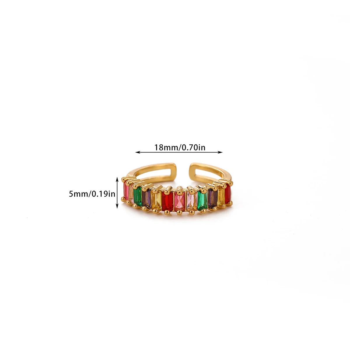 Wholesale Women's Colorful Zircon Geometric Heartshaped Copper Ring Inlaid With Gold - Image 6