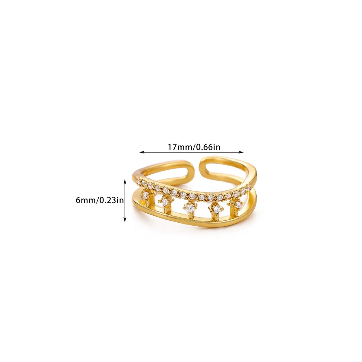 Wholesale Women's Colorful Zircon Geometric Heartshaped Copper Ring Inlaid With Gold - Image 7