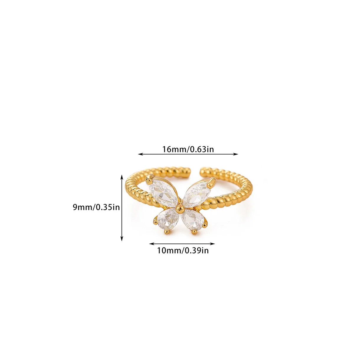 Wholesale Women's Colorful Zircon Geometric Heartshaped Copper Ring Inlaid With Gold - Image 9