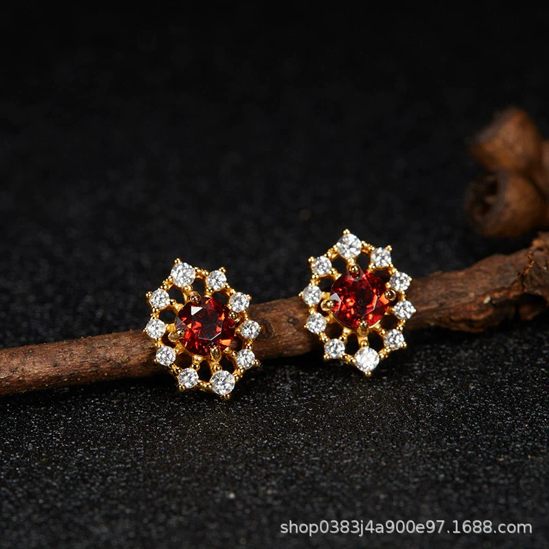 Wholesale Women's Cool Style Geometric S925 Sterling Silver 18K Gold Plated Gem Set Earrings - Image 26