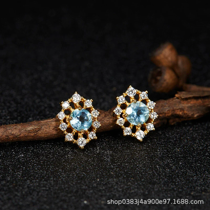 Wholesale Women's Cool Style Geometric S925 Sterling Silver 18K Gold Plated Gem Set Earrings - Image 27