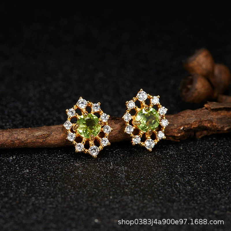 Wholesale Women's Cool Style Geometric S925 Sterling Silver 18K Gold Plated Gem Set Earrings - Image 4