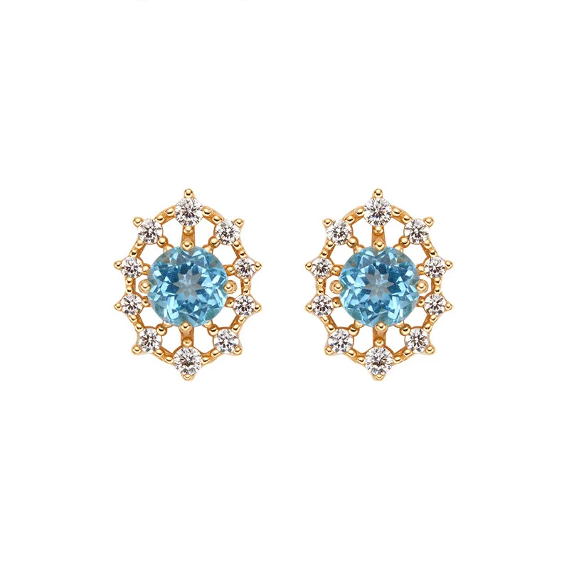 Wholesale Women's Cool Style Geometric S925 Sterling Silver 18K Gold Plated Gem Set Earrings - Image 5
