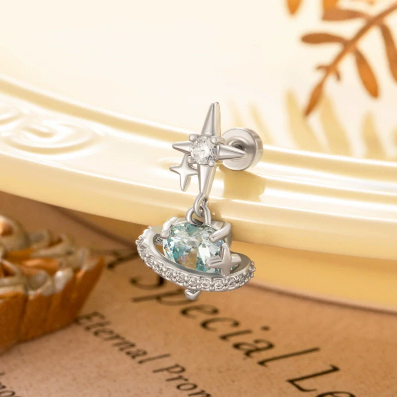 Wholesale Women's Cool Style Heart Shape Metal Pendant Titanium Steel Screw Ear Nail Set With Diamonds - Image 5