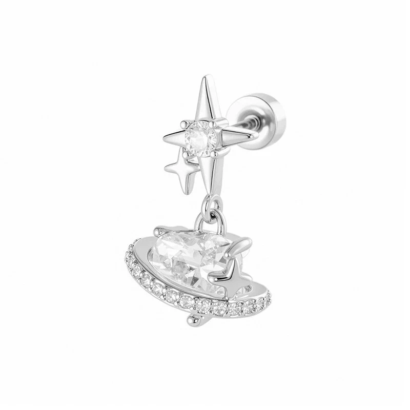 Wholesale Women's Cool Style Heart Shape Metal Pendant Titanium Steel Screw Ear Nail Set With Diamonds - Image 8