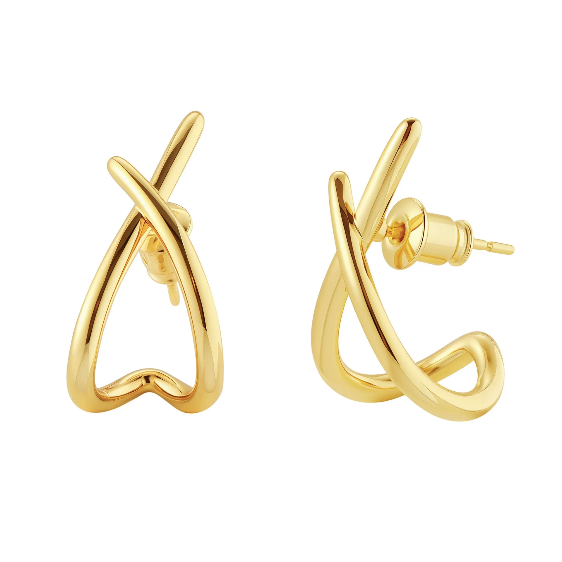 Wholesale Women's Copper 14K Gold Plated Geometric Cross Earrings Jewelry - Image 5