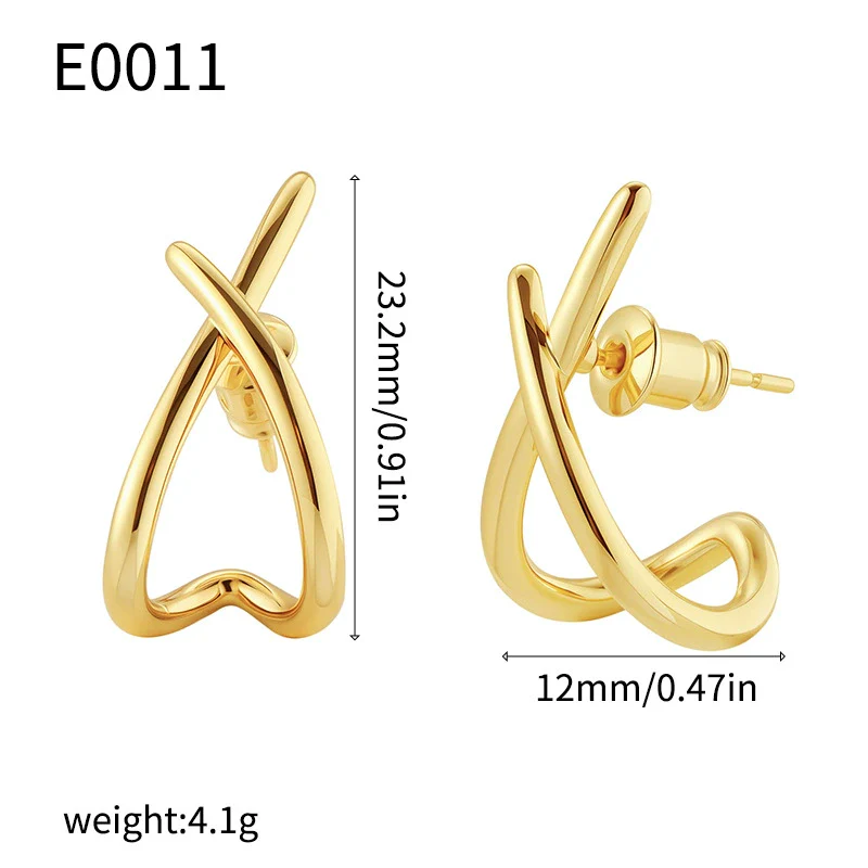 Wholesale Women's Copper 14K Gold Plated Geometric Cross Earrings Jewelry - Image 6