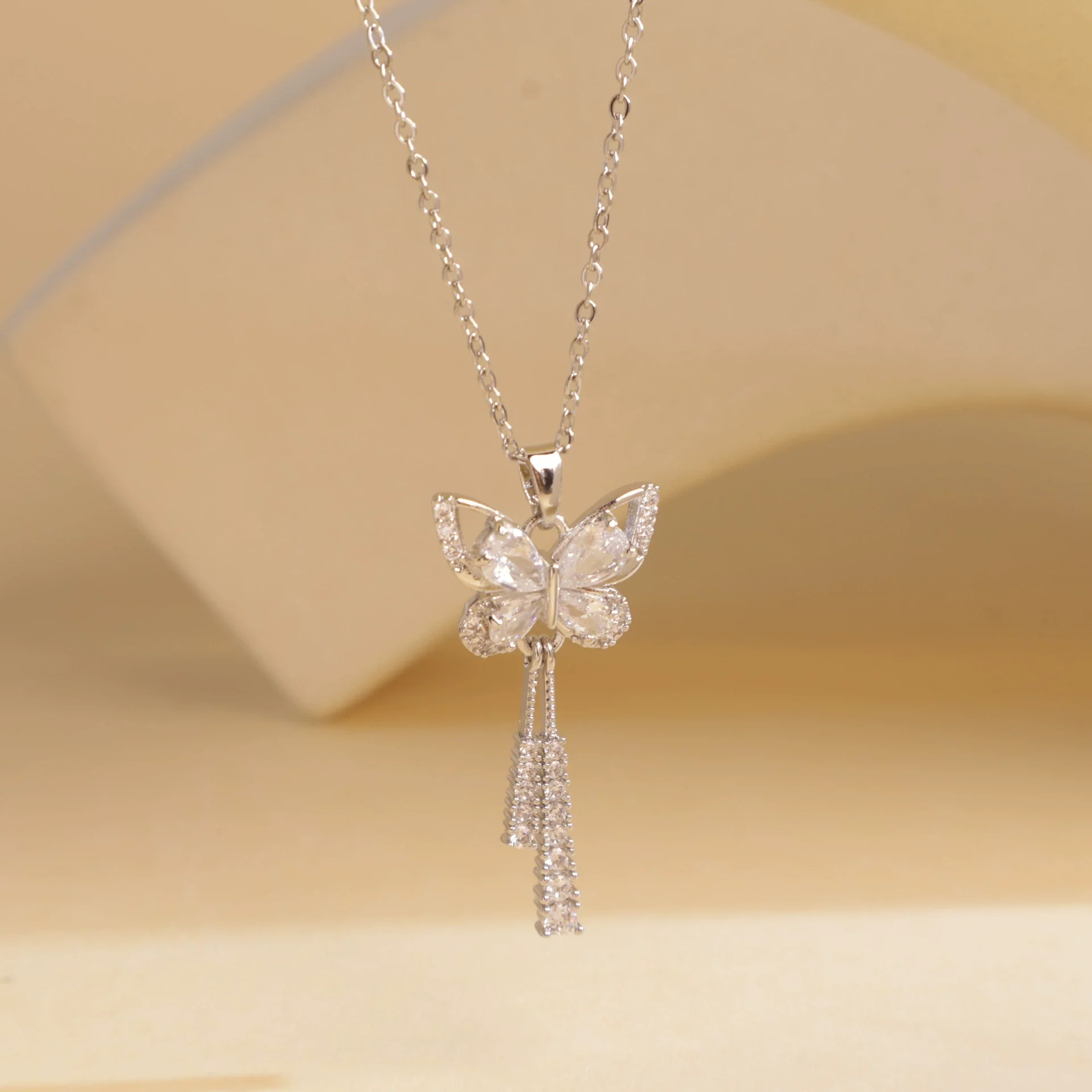 Wholesale Women's Copper And Titanium Steel Butterfly Pendant Necklace With Real Gold Plating And Enhanced Color Retention Sweet Style Cross Chain - Image 16