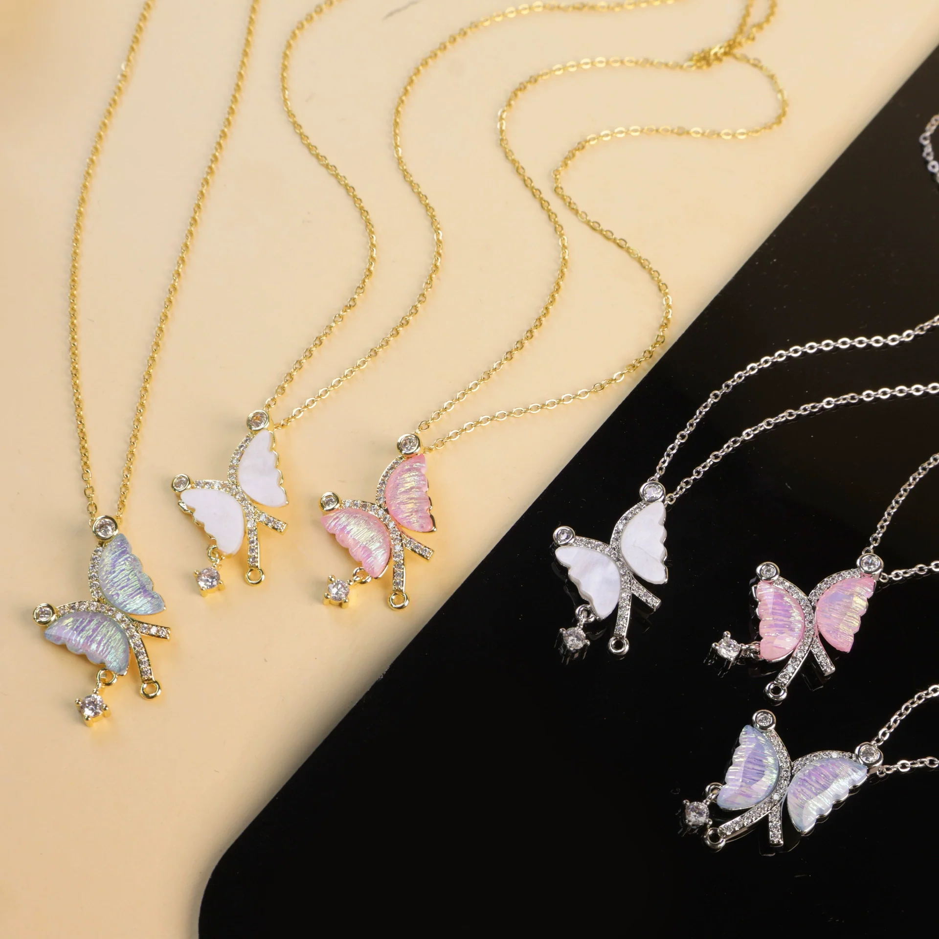 Wholesale Women's Copper And Titanium Steel Butterfly Pendant Necklace With Real Gold Plating And Enhanced Color Retention Sweet Style Cross Chain - Image 2