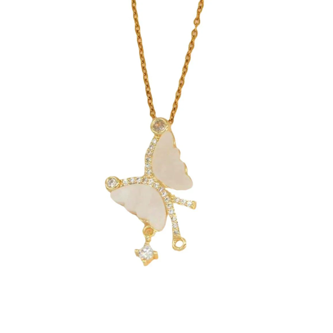 Wholesale Women's Copper And Titanium Steel Butterfly Pendant Necklace With Real Gold Plating And Enhanced Color Retention Sweet Style Cross Chain - Image 5