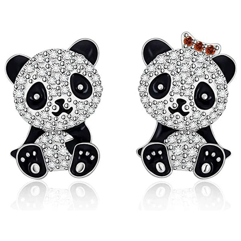 Wholesale Women's Copper Animal Zodiac Panda Bow Zircon Earrings