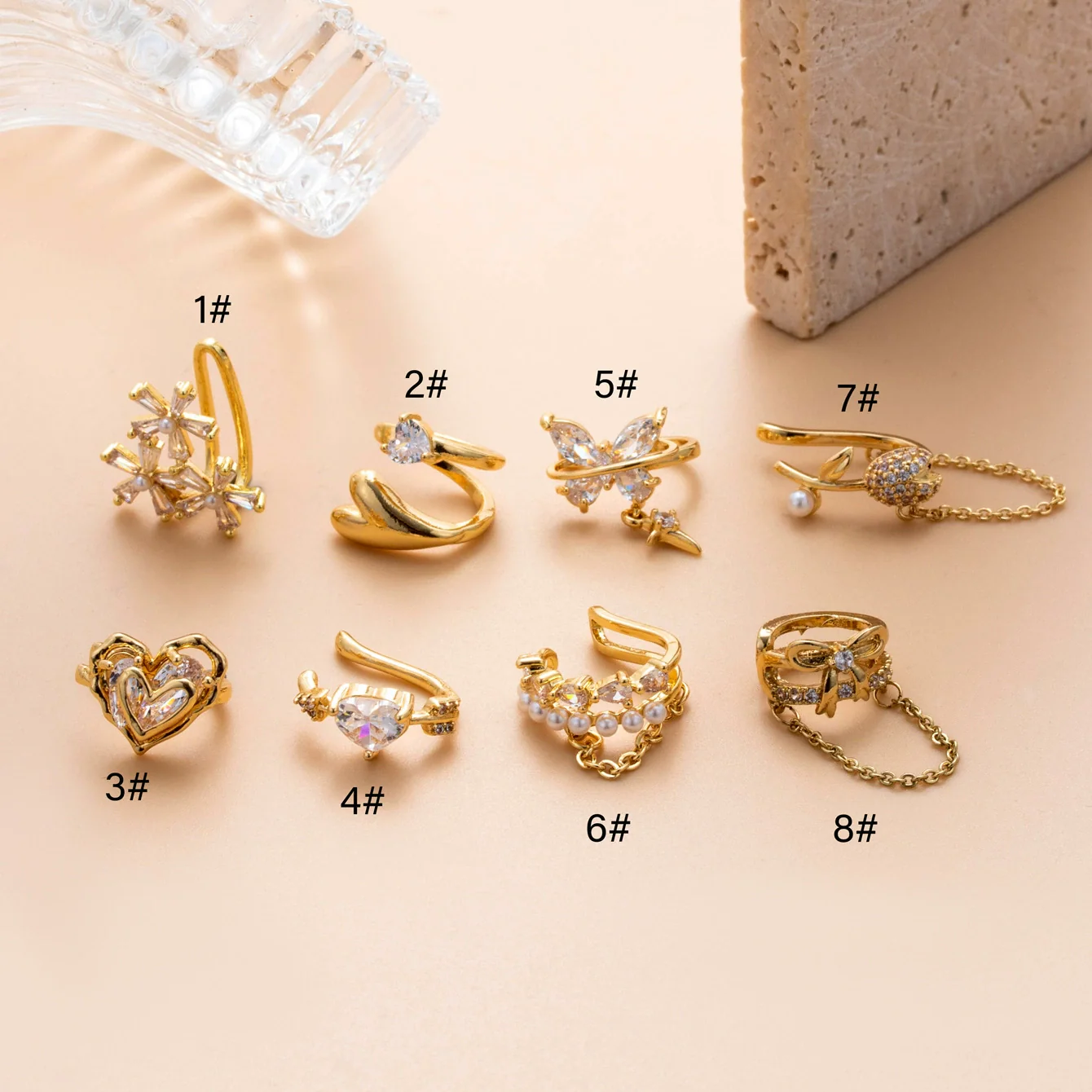 Wholesale Women's Copper Butterfly Cartilage Ear Clip Microinlaid Zircon Geometric Electroplated - Image 2