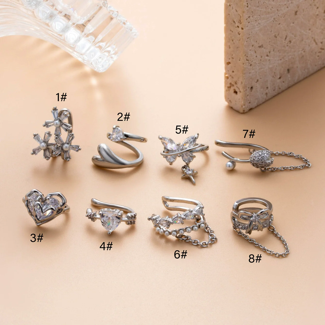 Wholesale Women's Copper Butterfly Cartilage Ear Clip Microinlaid Zircon Geometric Electroplated - Image 3