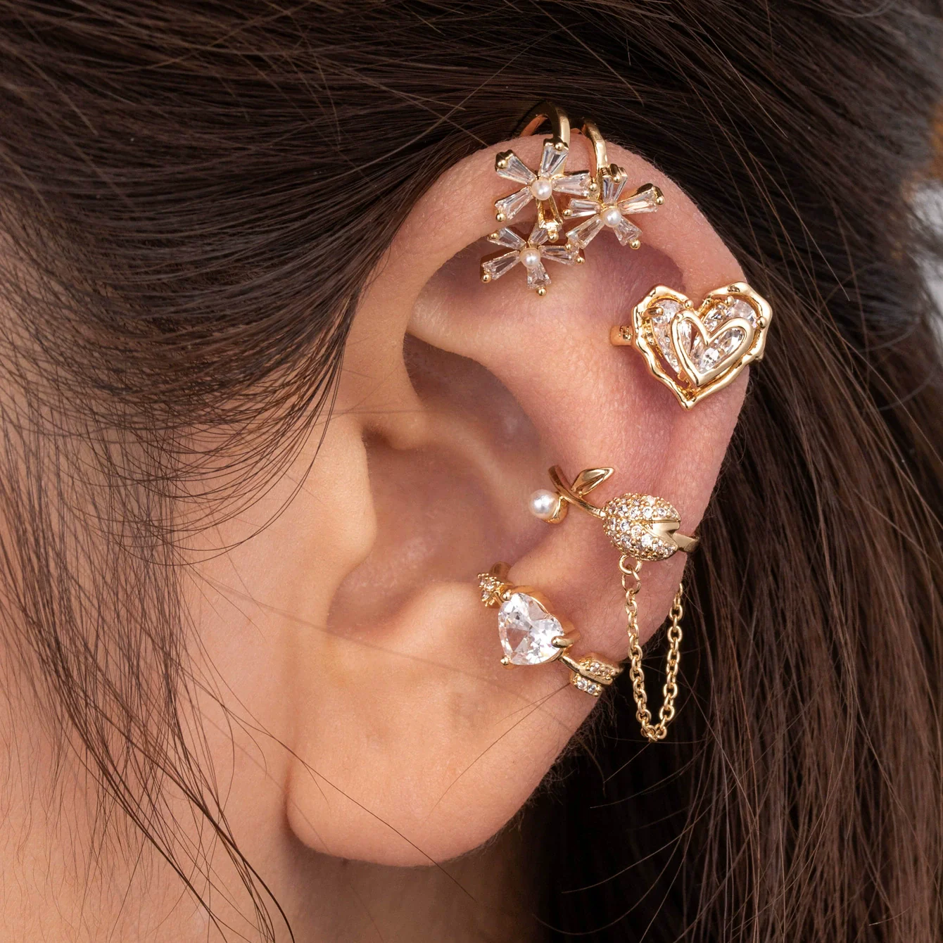 Wholesale Women's Copper Butterfly Cartilage Ear Clip Microinlaid Zircon Geometric Electroplated - Image 4