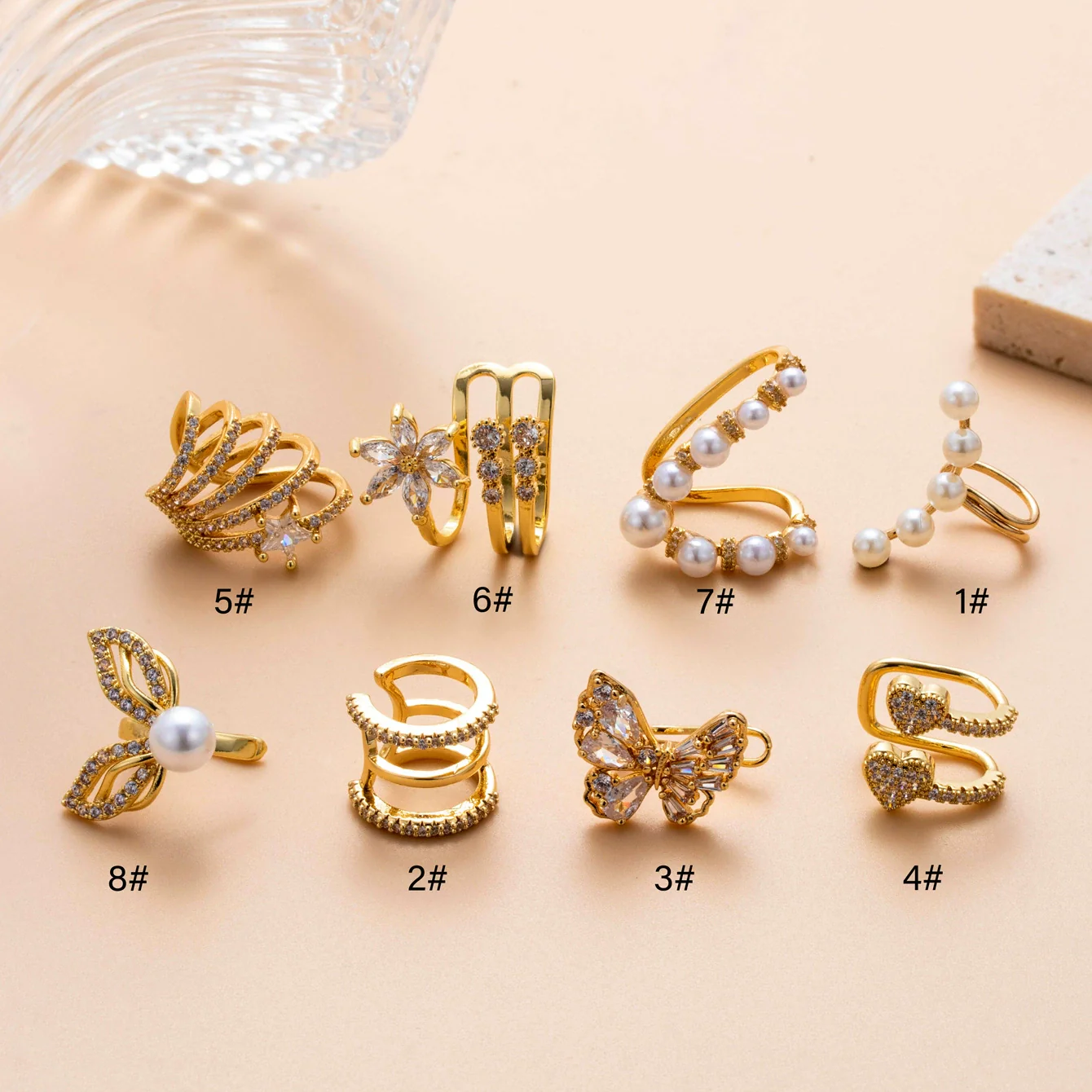 Wholesale Women's Copper Butterfly Cartilage Ear Clip With Microinlaid Zircon And Geometric Pattern Electroplated - Image 2