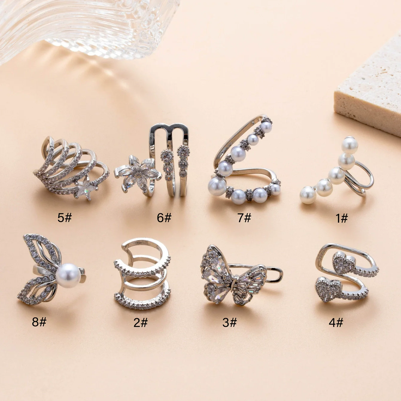 Wholesale Women's Copper Butterfly Cartilage Ear Clip With Microinlaid Zircon And Geometric Pattern Electroplated - Image 3