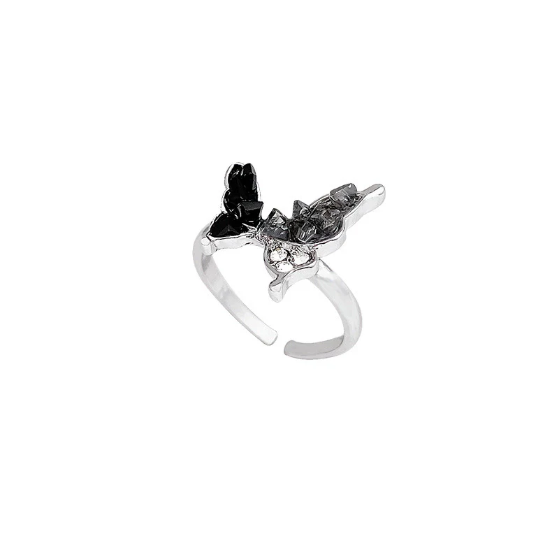 Wholesale Women's Copper Butterfly Opening Ring With Zircon Electroplated Light Luxury Niche Trendy Hand Jewelry - Image 5