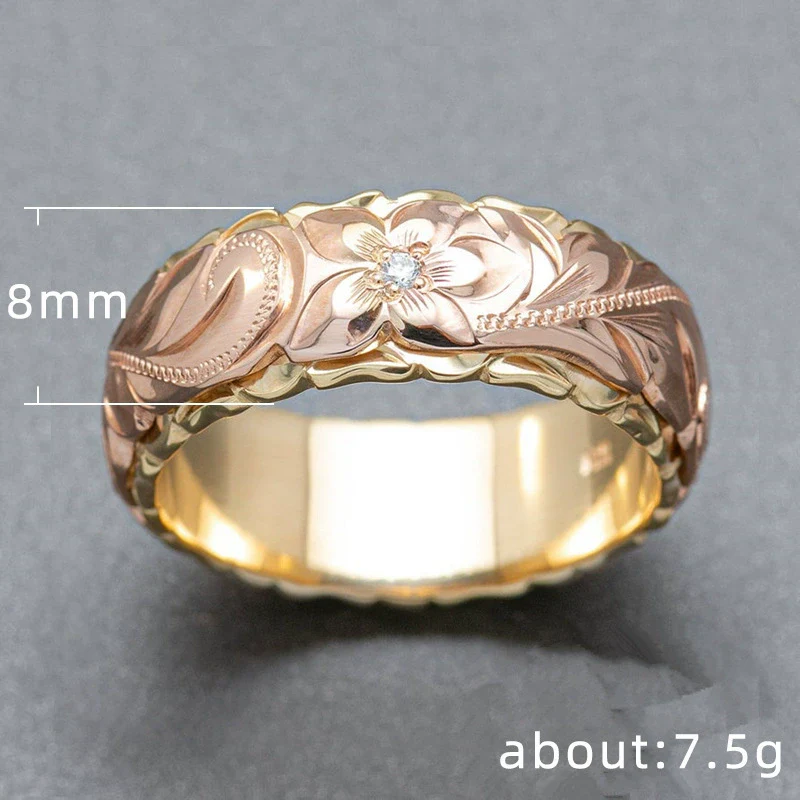 Wholesale Women's Copper Carved Flower Ring With Electroplating - Image 3