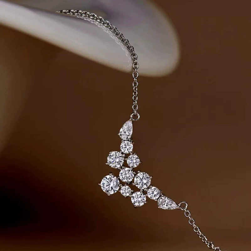 Wholesale Women's Copper Clavicle Necklace With Mixed Gem Inlay And Inlaid Zircon Round Pear And Drop Shaped Geometric Style - Image 2