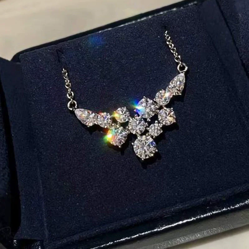 Wholesale Women's Copper Clavicle Necklace With Mixed Gem Inlay And Inlaid Zircon Round Pear And Drop Shaped Geometric Style - Image 3