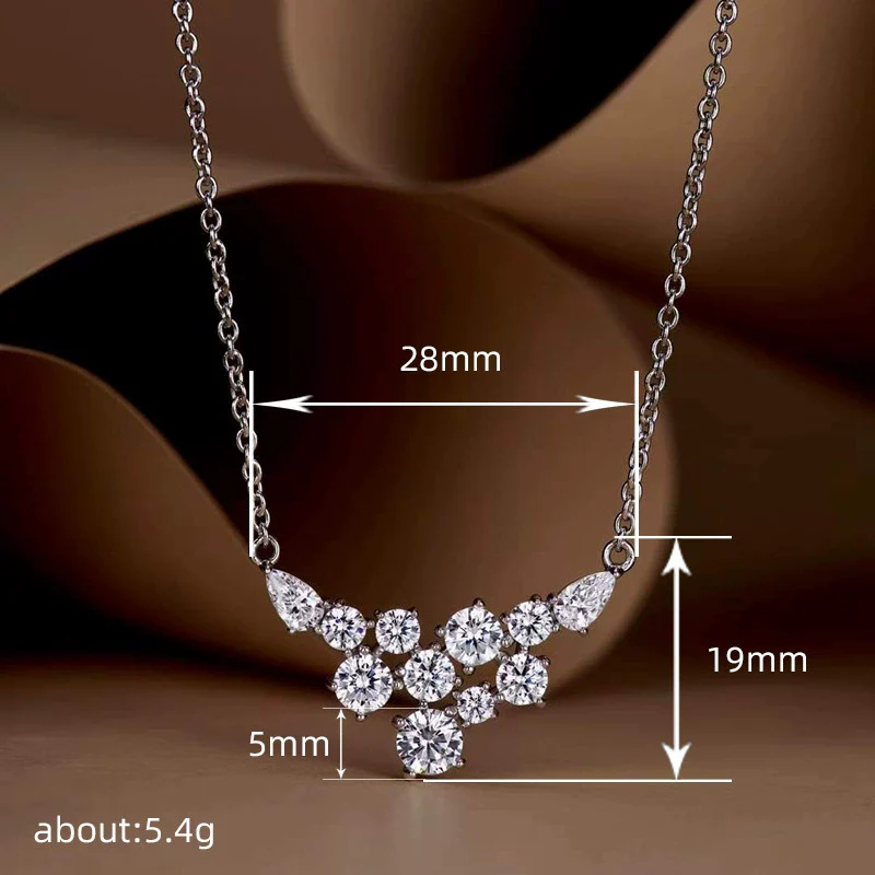 Wholesale Women's Copper Clavicle Necklace With Mixed Gem Inlay And Inlaid Zircon Round Pear And Drop Shaped Geometric Style - Image 4