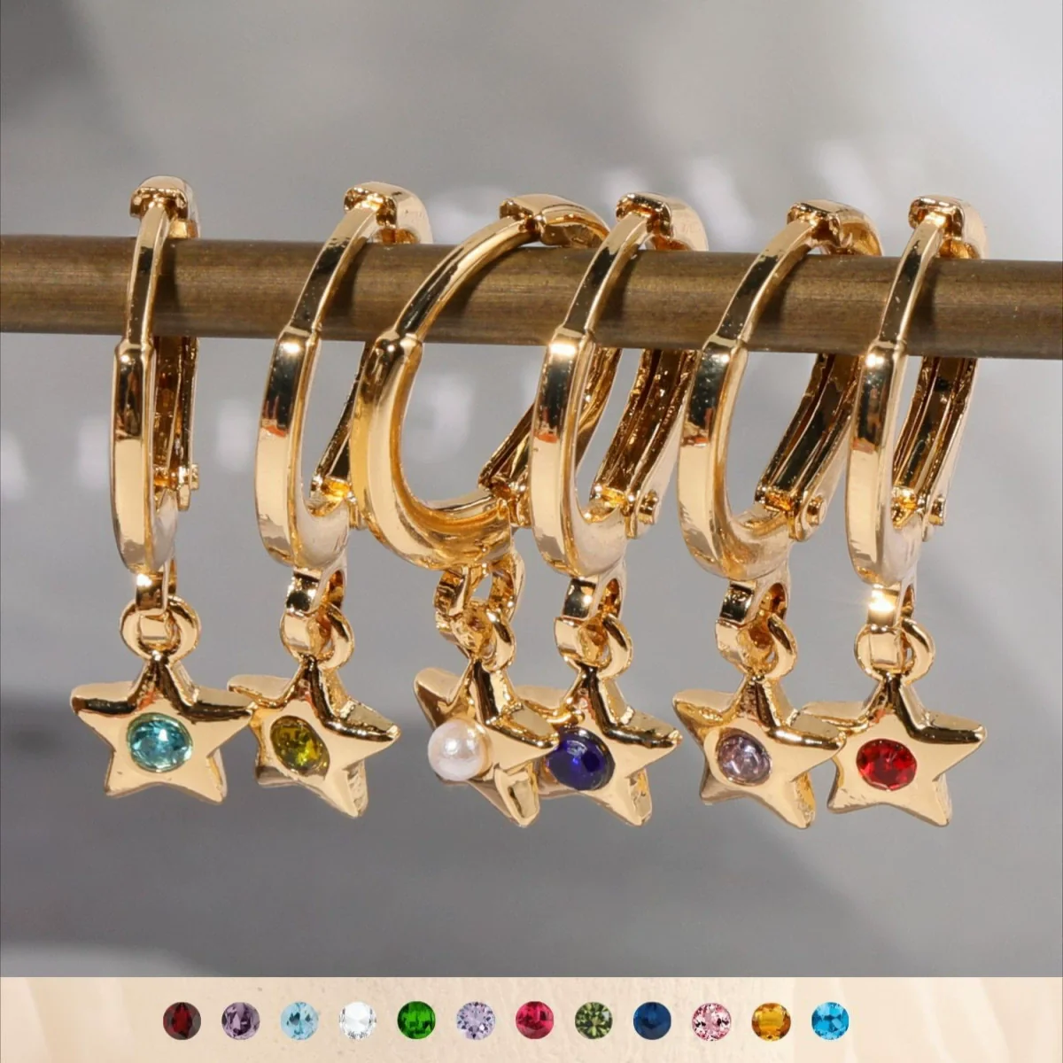 Wholesale Women's Copper Diamond Treatment Star Earrings With Five Pointed Star Design