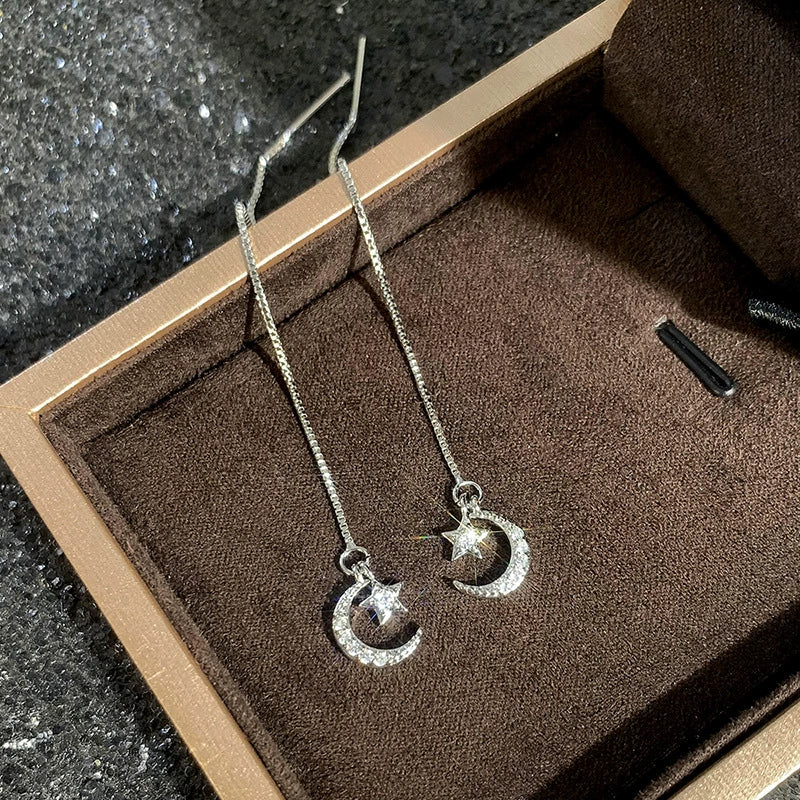 Wholesale Women's Copper Earrings With Star And Geometric Pattern And Zirconia Inlay Sweet And Minimalist Style - Image 2
