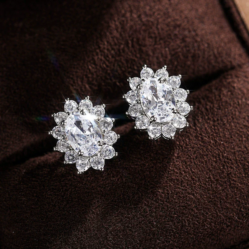 Wholesale Women's Copper Flowershaped Geometric Micropaved Zircon Earrings - Image 10