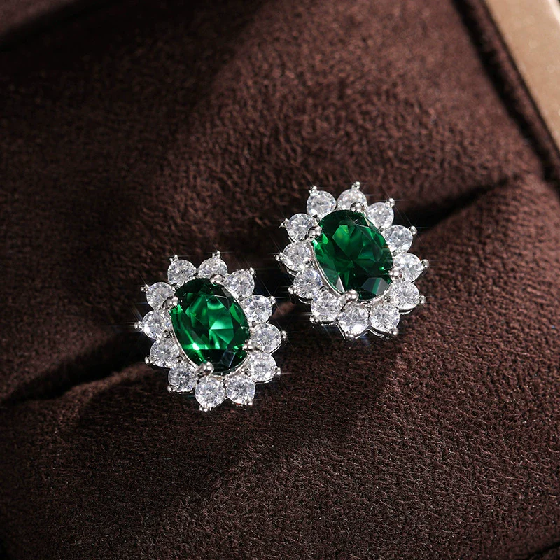 Wholesale Women's Copper Flowershaped Geometric Micropaved Zircon Earrings - Image 11
