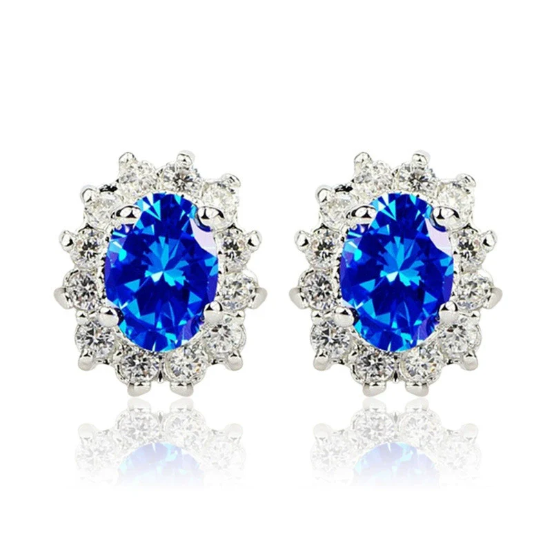 Wholesale Women's Copper Flowershaped Geometric Micropaved Zircon Earrings - Image 2