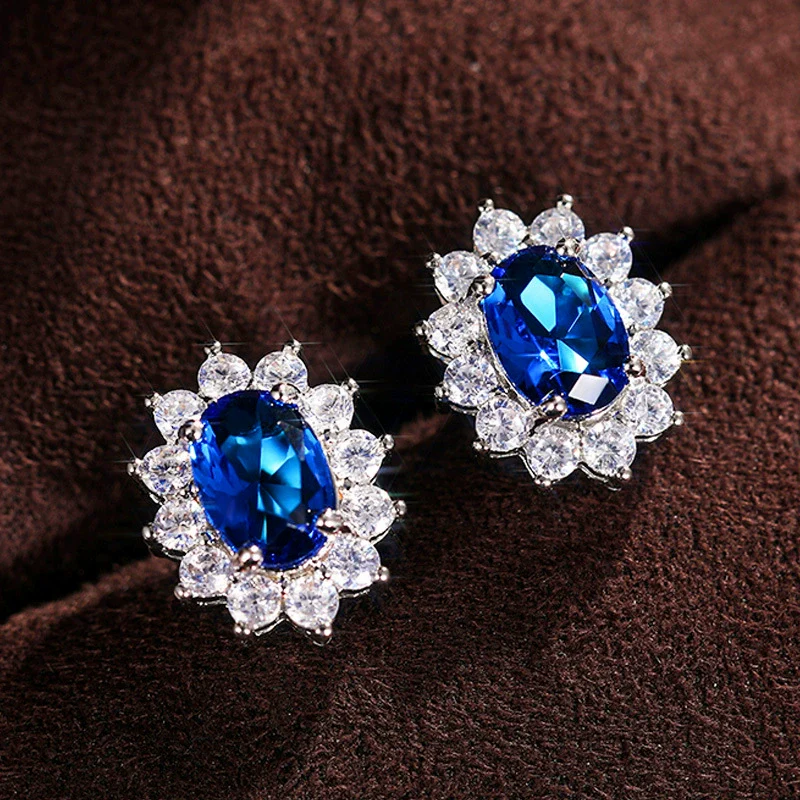 Wholesale Women's Copper Flowershaped Geometric Micropaved Zircon Earrings - Image 3