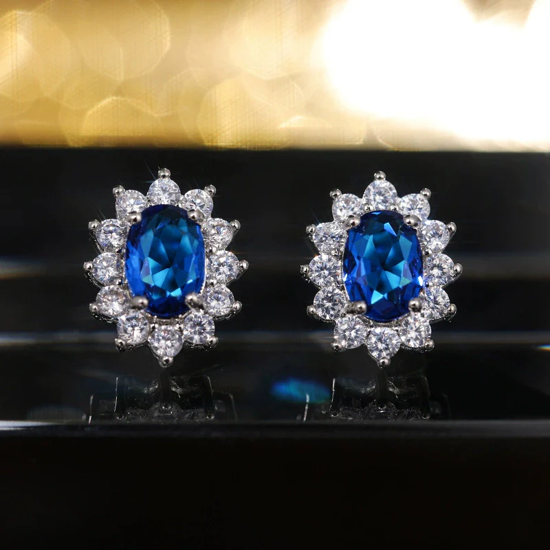 Wholesale Women's Copper Flowershaped Geometric Micropaved Zircon Earrings - Image 4
