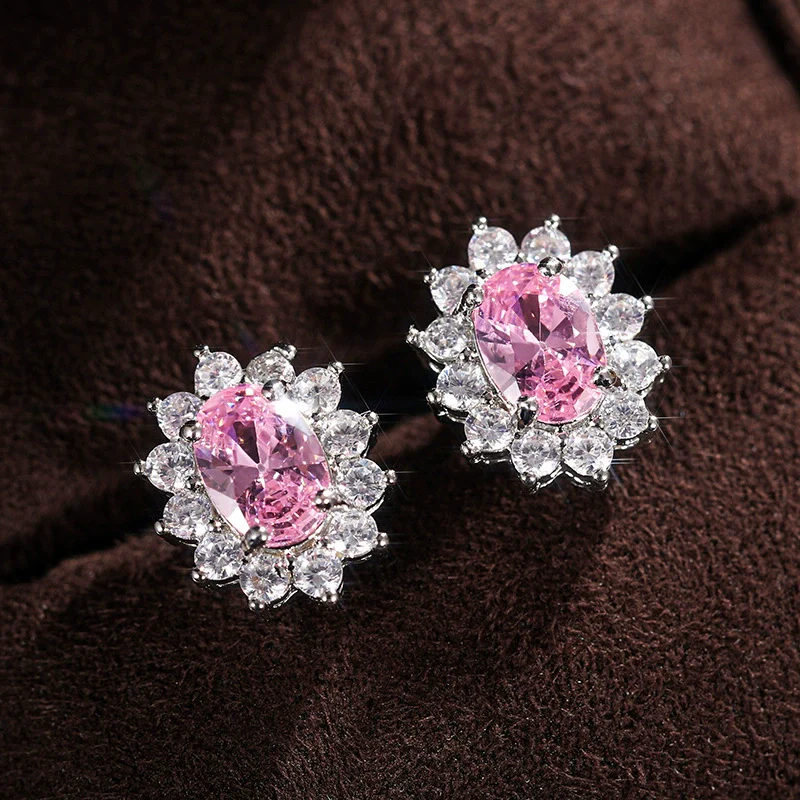 Wholesale Women's Copper Flowershaped Geometric Micropaved Zircon Earrings - Image 8